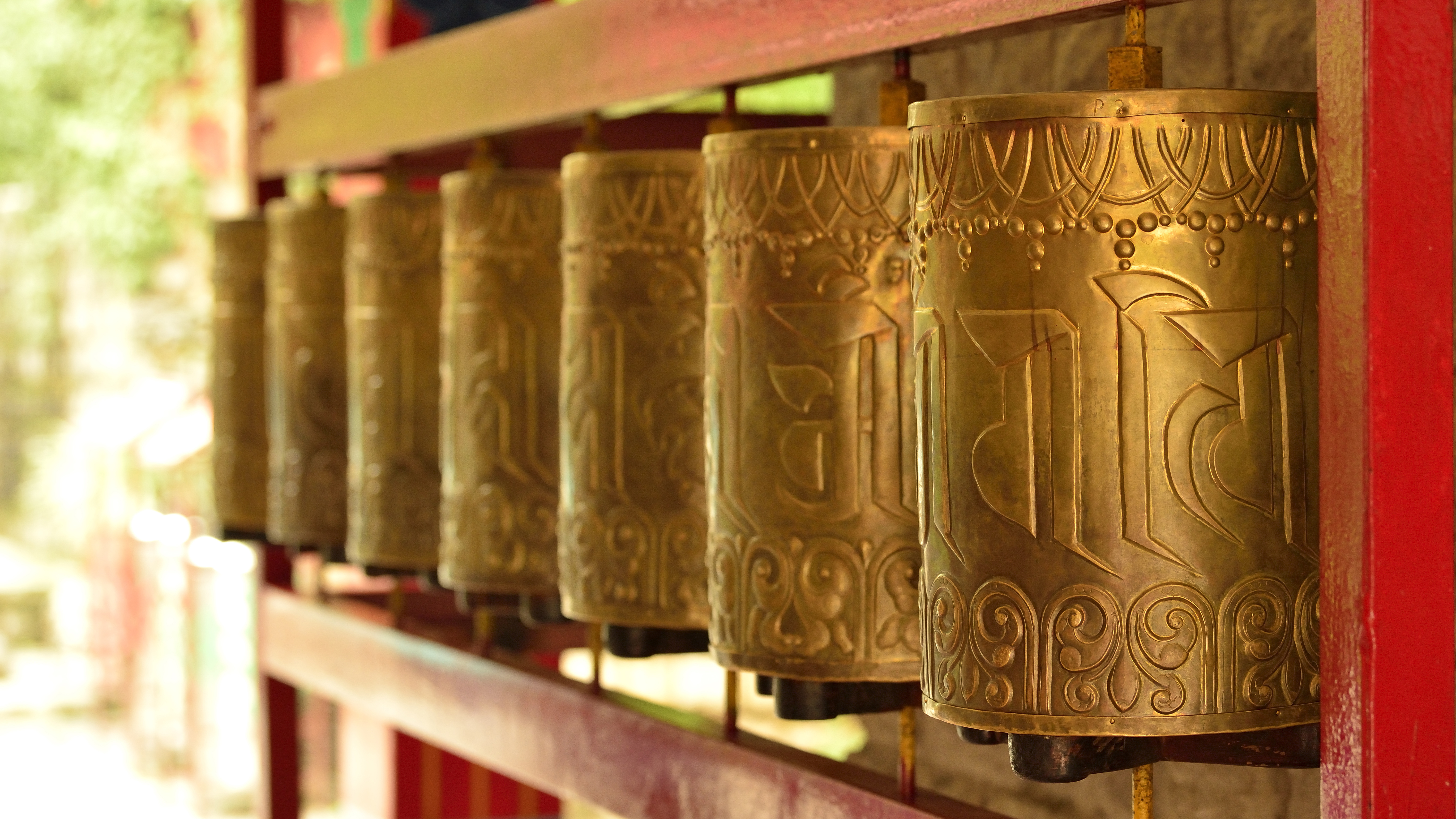 Buddhist Praying Wheels at Norbulingka Institute